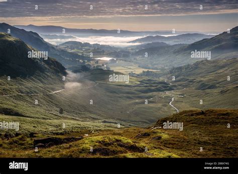 Wrynose Pass In The Lake District National Park Cumbria England Looking Towards Little