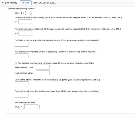 Solved 9 1 Points DETAILS SESSCALCET2 4 3 037 Consider Chegg