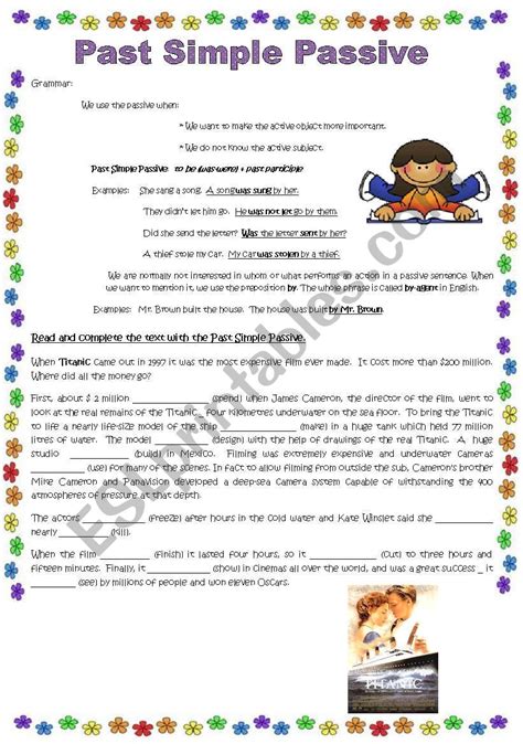 Past Simple Passive Esl Worksheet By Agathachristiefan