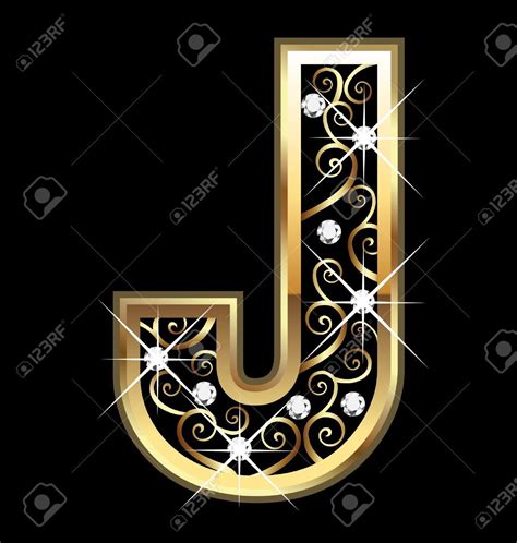 J Isolated Golden Letters With Diamonds On Black Artofit