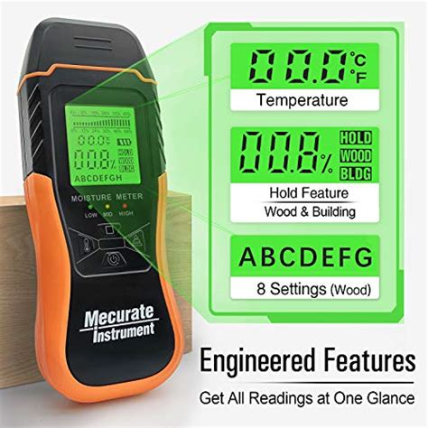 Mecurate Digital Pin Type Wood Moisture Meter With 3 Colored Indicators