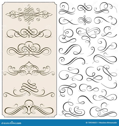 Calligraphic Flourishes And Scroll Elements Stock Vector Image 70934603