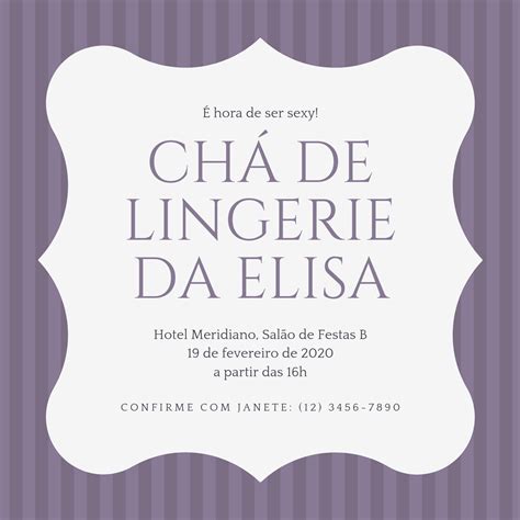 Modelos de Convite para Chá de Lingerie Personalizados Canva