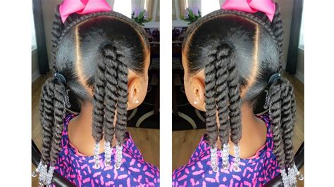 Rope Twist Ponytails w/Beads Tutorial | Kids Natural Hairstyle ...