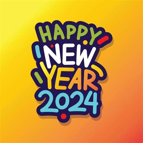 Colorful Happy New Year 2024 Typography Vector Illustration Happy New