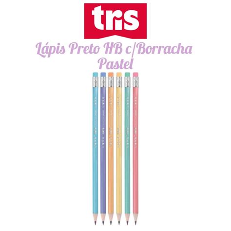 Lápis de Escrever HB c Borracha Pastel Tris Unidade Shopee Brasil