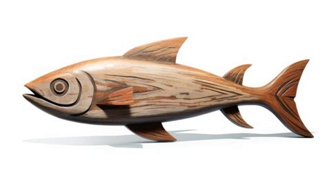 Premium Photo Sleek Wood Fish Sculpture On White Background