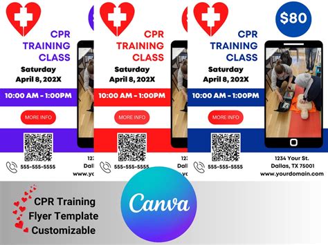 CPR Flyer Training Template CPR Marketing for Cpr Business Flyer First Aid AED Flyer Health Fair ...