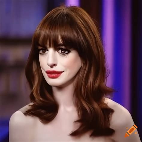 Anne Hathaway Getting Bangs Trimmed On A Talk Show