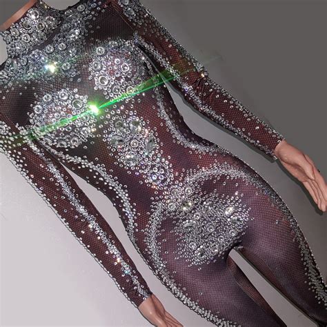 Us 43000 Drag Queen Costumes Sparkly Rhinestone Bodysuit Crystal