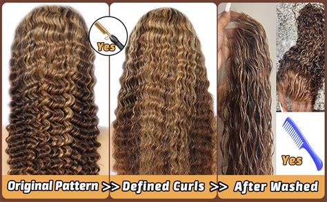 Amazon Honey Blonde X Deep Wave Lace Front Wigs Human Hair Inch Highlight Ombre