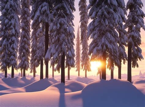 Premium Photo | Sunset in the snowy mountains