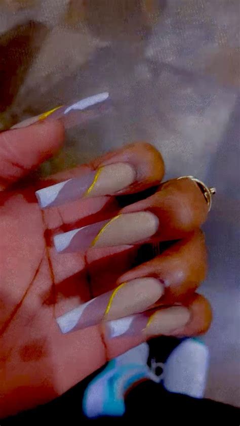 Long Coffin Nail Design Nude Nails White Nails Nail Colors