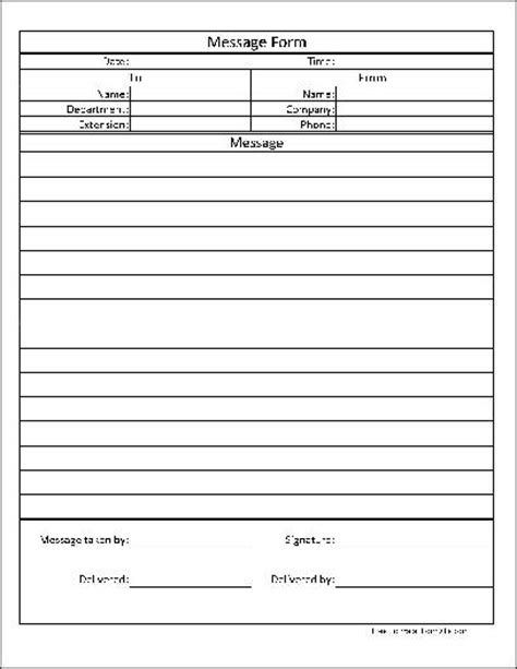 Free Simple Message Form (Wide Rows) from Formville