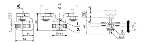 Adaptateur de came 3 points avec dimension H réglable