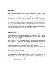 A Centripetal Force Lab Report Docx Abstract The Purpose Of The