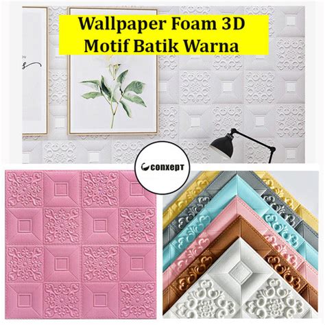 Jual Tt Wallpaper Foam D Motif Batik Brick Kotak Warna Wall Paper