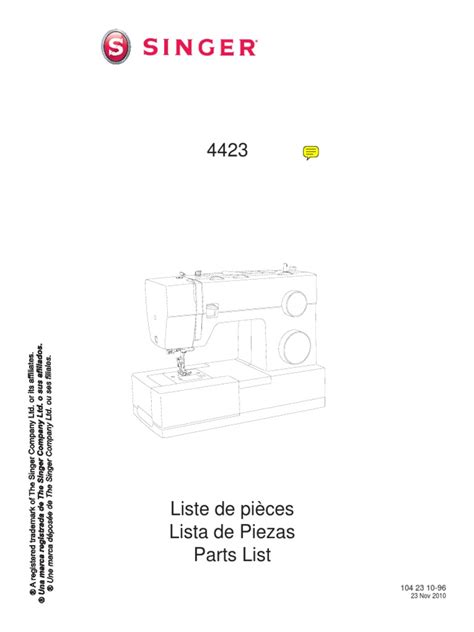 Singer - 4423 - 44S Parts List | PDF | Screw | Sewing Machine