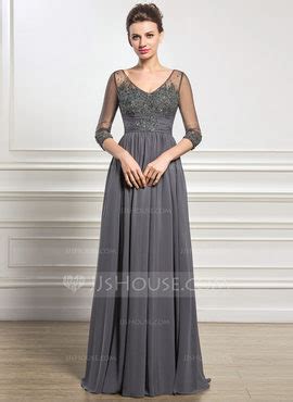 A Line Princess V Neck Floor Length Chiffon Mother Of The Bride Dress