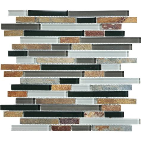 Graphite 12 In X 12 In Multi Finish Glass Stone Linear Wall Tile In The Tile Department At