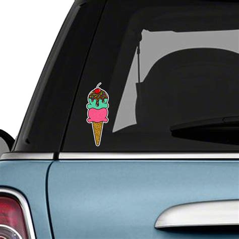 Ice Cream Cone Car Window Decal Bumper Sticker Ice Cream Scoop Etsy