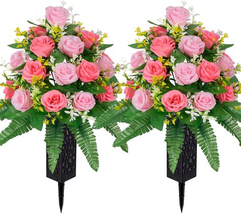 Amazon Strolfay Artificial Cemetery Flowers Set Of Artificial