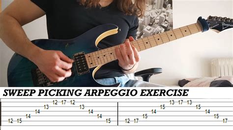 How To Play Sweep Picking Arpeggio Exercise Tab Youtube