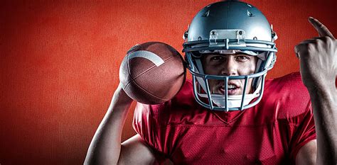 Collage Of A Football Players Portrait With Ball In Hand Photo