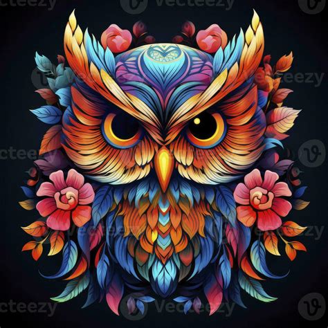 AI generated Multicolored mandala owl coloring page for adults. AI Generated 35892949 Stock ...