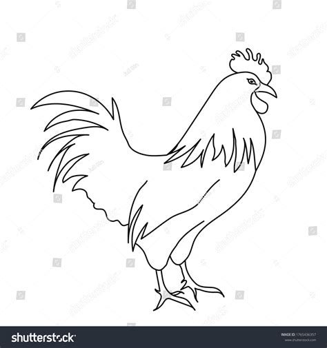 Rooster Line Drawing Minimalistic Style Logo Stock Vector Royalty Free