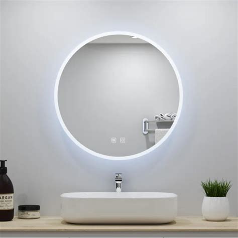 Round Bathroom Mirror With Light Dimmable Led Demister Touch Sensor