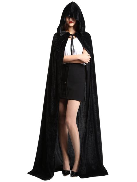 Satinior Unisex Full Length Hooded Cloak Adult Velvet Cape Halloween