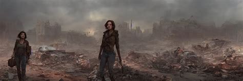 Fallout Backpacking Female Protagonist In A Ruined Stable