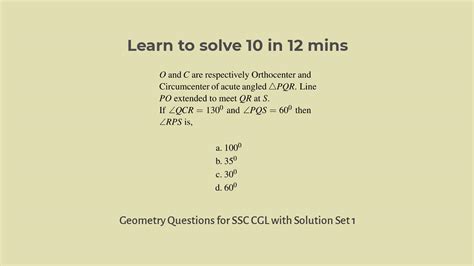 SSC CGL Level Solution Set 18 Geometry 1 SureSolv