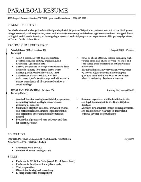 Law Clerk Resume Sample And Template Free Download