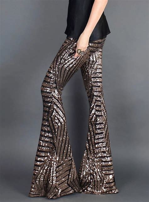 Stylish Sequin Bell Bottom Pants Zecica Bottom Clothes Bell