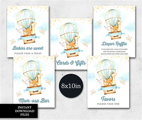 Hot Air Balloon Baby Shower Welcome Sign Boy Baby Shower Sign Etsy