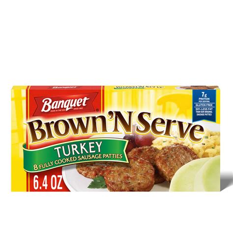 Banquet Brown ‘n Serve Fully Cooked Turkey Sausage Patties 8 Ct