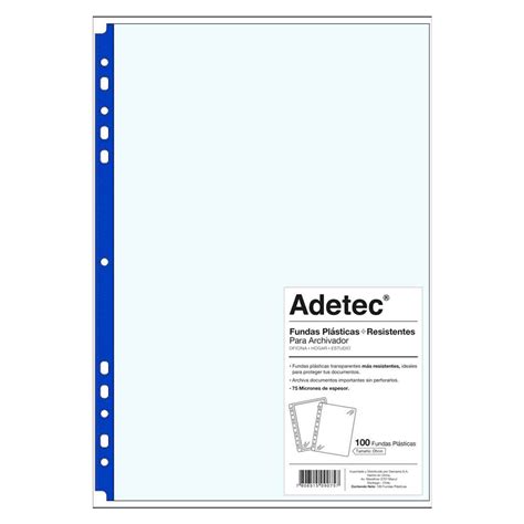 FUNDA PLASTICA OFICIO BORDE AZUL ADETEC Librería Elim