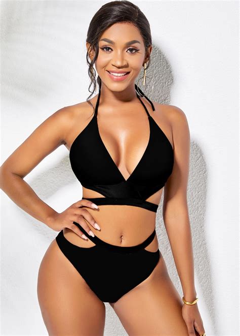 Rotita Reversible Floral Print Halter Bikini Set Rotita Usd