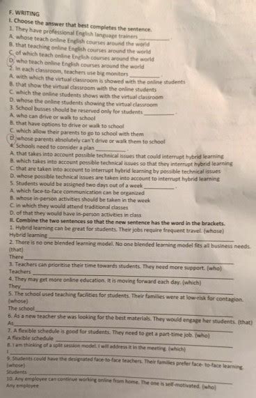 Choose The Answer That Best Completes The Sentence Ti Ng Anh L P