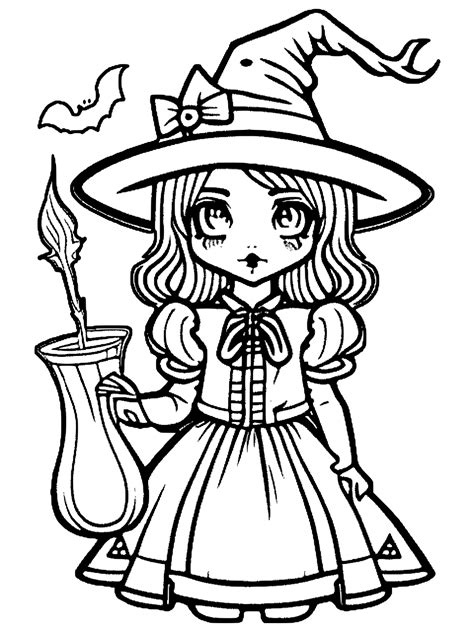 Dibujo De Brujas De Halloween De Anime Para Colorear Creative Fabrica