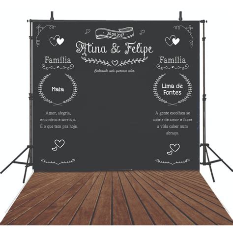 Painel Lona Para Foto Chalkboard Casamento X Mt R Em