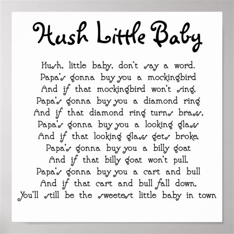 Hush Little Baby Poster | Zazzle