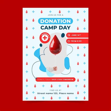 Free Vector Flat Vertical Flyer Template For World Blood Donor Day