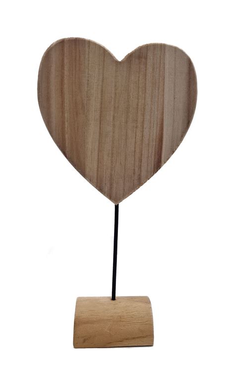 Holz Herz Deko Aufsteller Natur 37 Cm Moderne Tischdekoration Mit