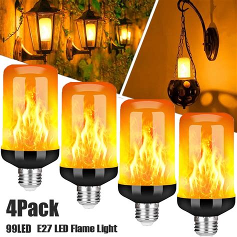 4 Pack LED Flame Effect Fire Light Bulbs E27 Flickering Fire Atmosphere