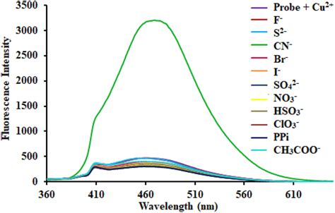 Fluorescence response of BDP Cu² complex 10 µM in DMSO H2O 1 9