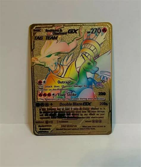 Reshiram Charizard Gx Hyper Rare Unbroken Bond Gold Metal Pokemon