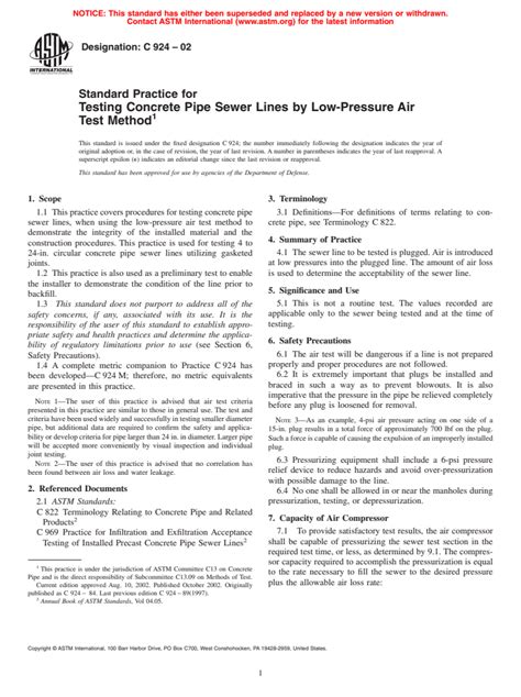 Astm C Standard Practice For Testing Concrete Pipe Sewer Lines